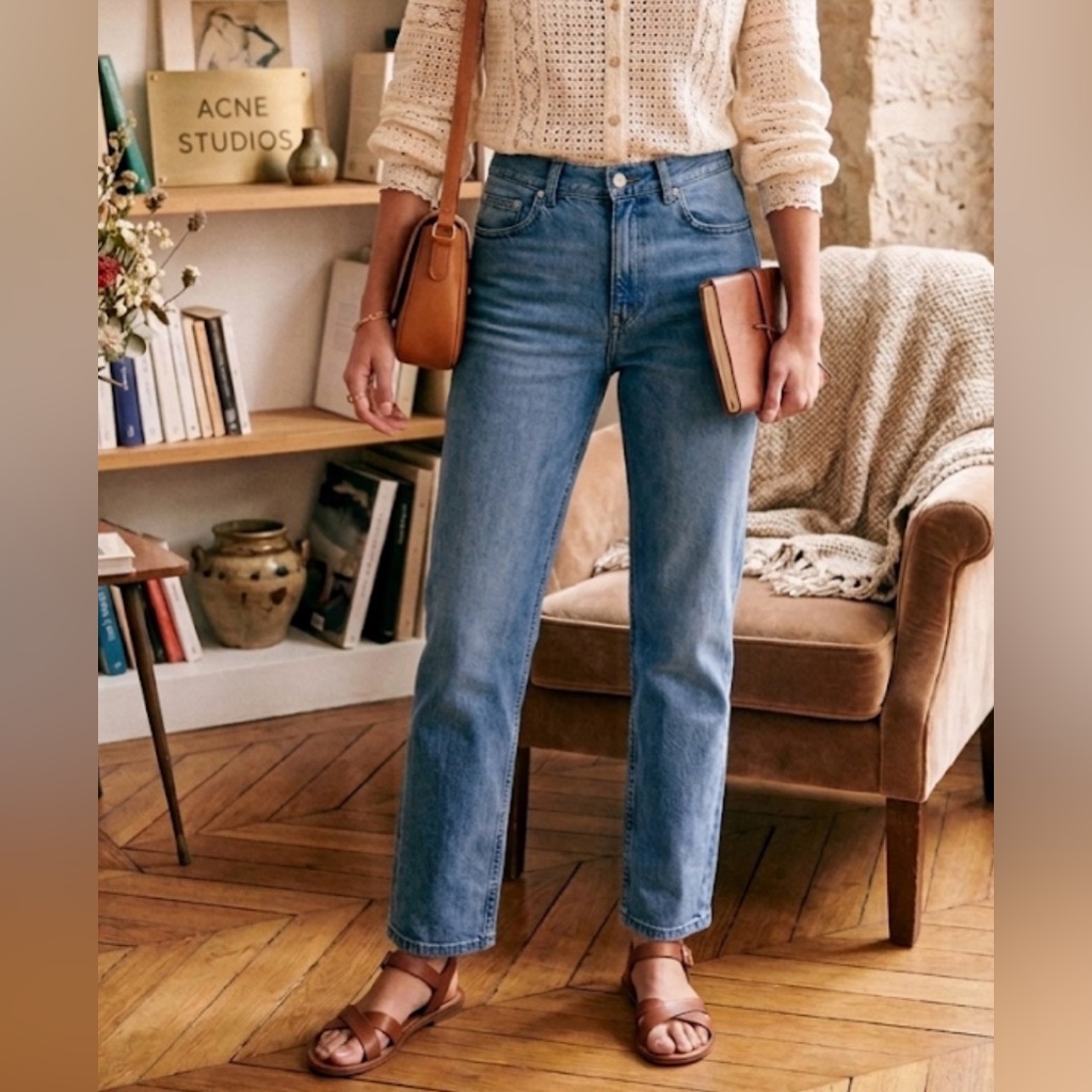 Acne Studio $460 Straight Leg Blue Wash Jeans. Size 27.